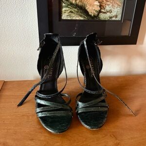CHANEL Python Green Strappy Heels